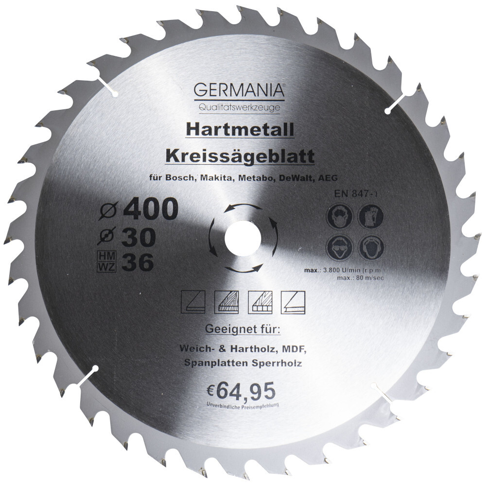 GERMANIA&reg; HM Kreiss&auml;geblatt &Oslash; 400mm, 36 Z&auml;hne f&uuml;r Holz