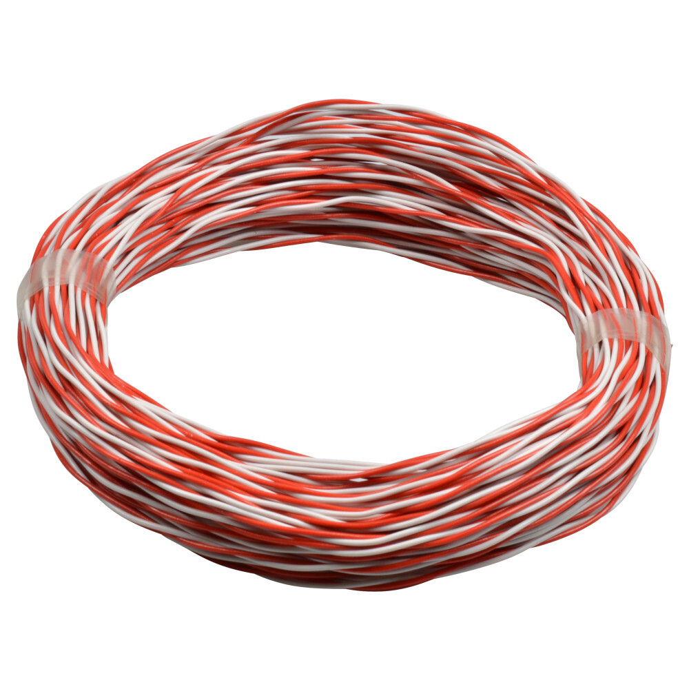 Installationsdraht 2 x 0,6mm&sup2; 20 m aus Kupfer mit PVC-Ummantelung in Rot-Wei&szlig;