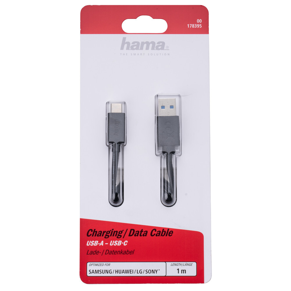Ladekabel 1m USB 3.1 SuperSpeed USB-A zu USB-C, schwarz image number 1