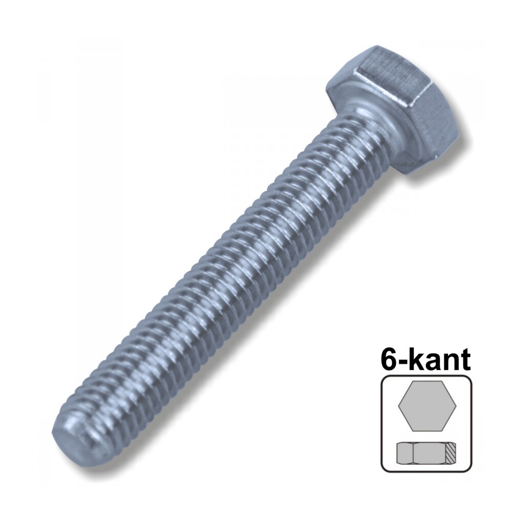 Maschinenschraube 8,0x30 mm M8 DIN933 A2 Edelstahl 6-kant Sechskantschraube