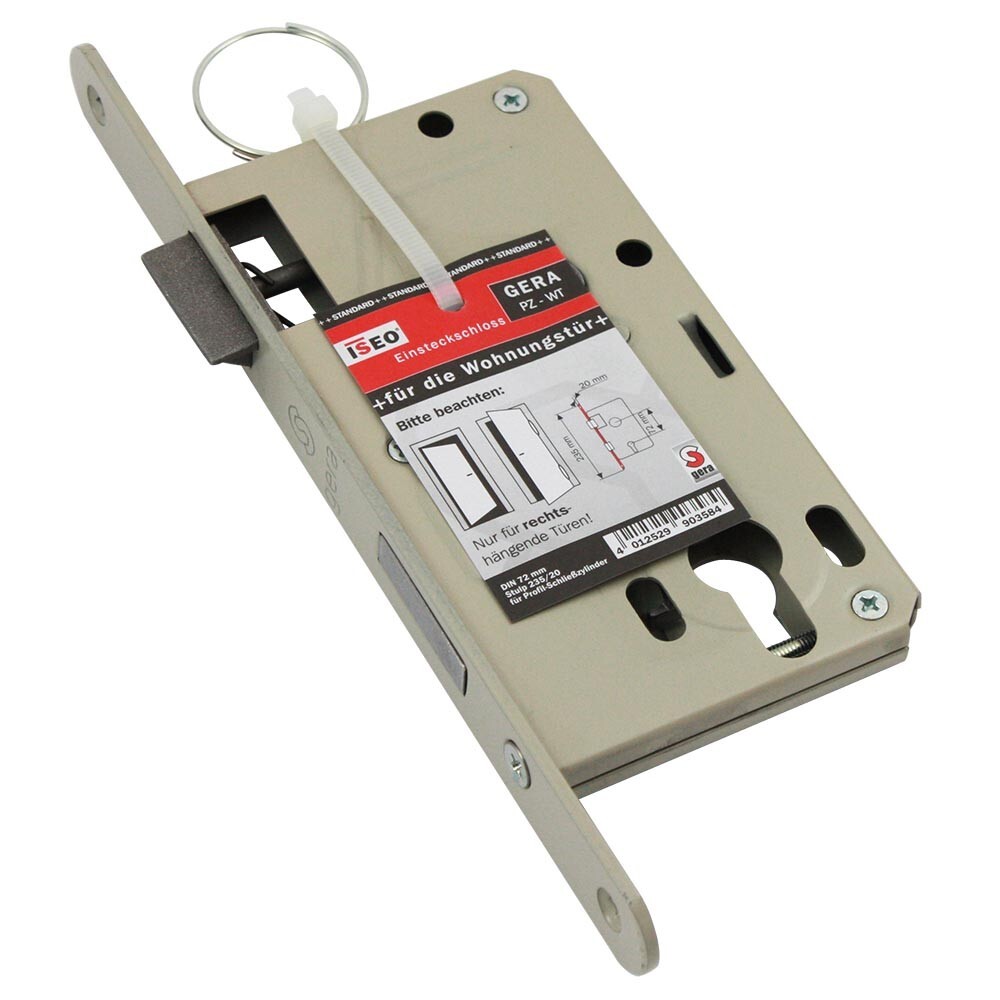 ISEO Wohnungst&uuml;r Einsteckschloss f&uuml;r Profil-Schlie&szlig;zylinder rechts 72 mm
