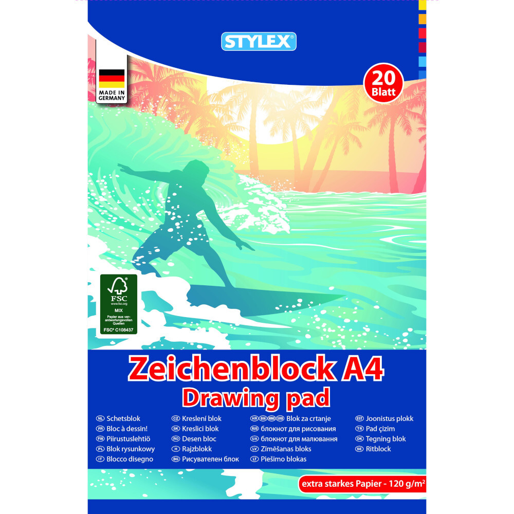 Zeichenblock A4, 20 Blatt, 120 g/m&sup2;, extra starkes Papier image number 1
