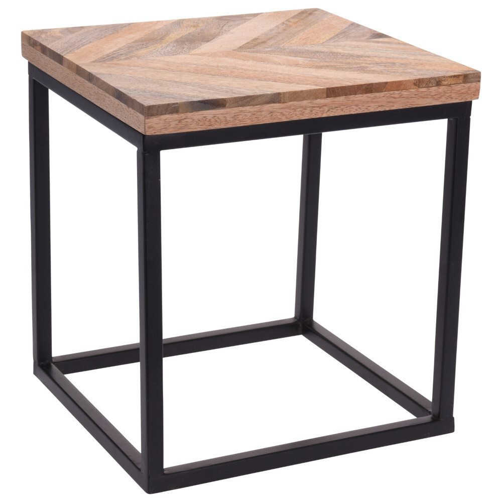 Beistelltisch-Set 3-teilig rechteckig mit Mangoholz-Tischplatte und Rahmen image number 3