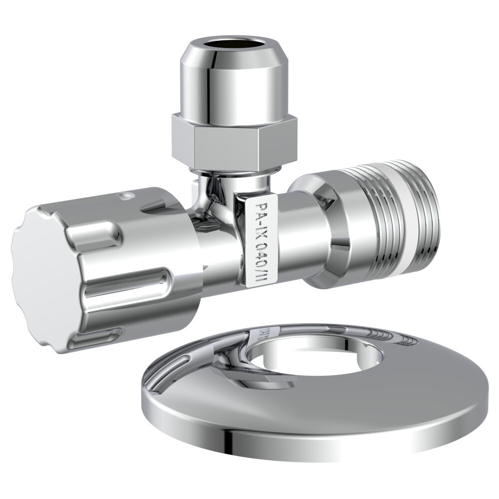 Eckregulierventil mit Schubrosette selbstdichtend 1/2"AG x 10 mm