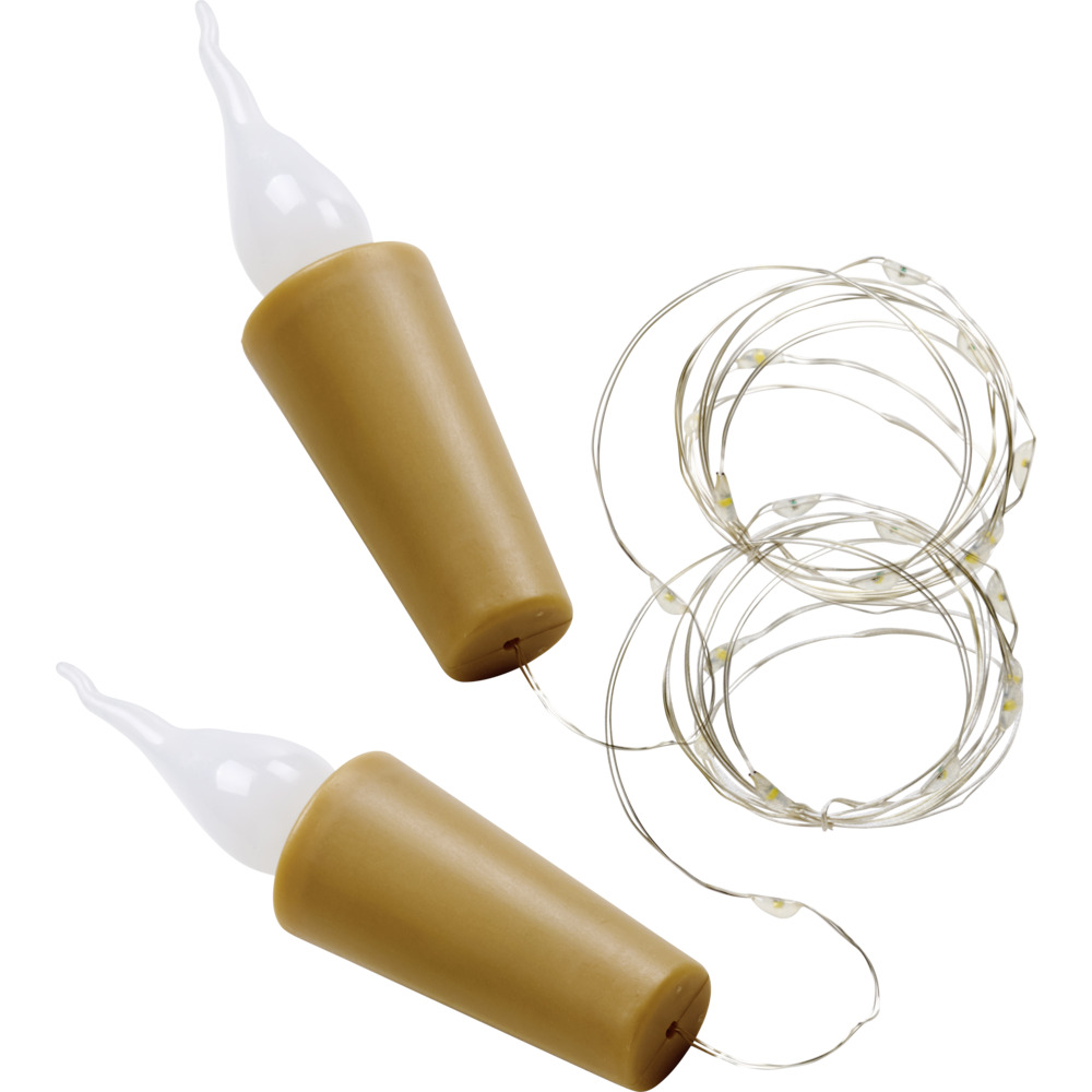 LED Flaschenkorken Flamme Lichterkette 2er Set warmwei&szlig;