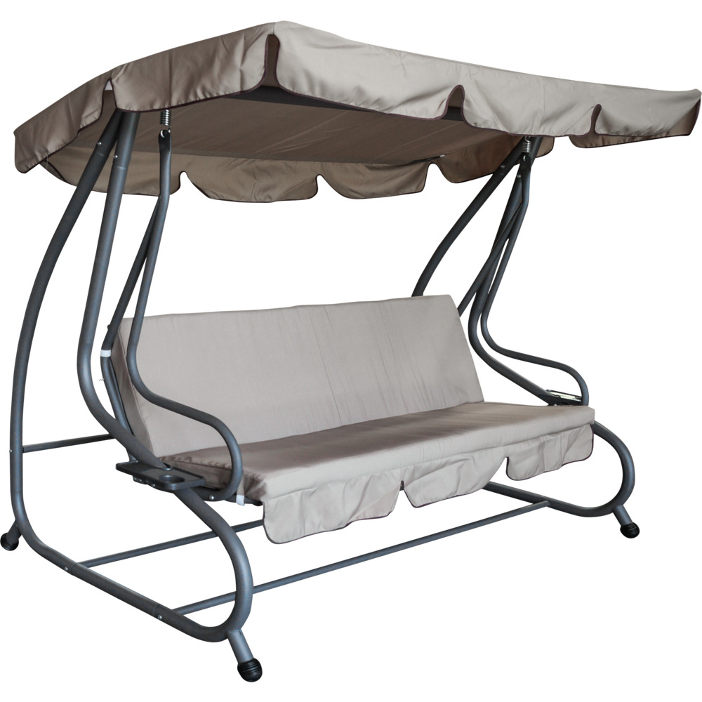 Hollywoodschaukel 4-Sitzer Miami 232 x 120 x 164 cm grau / creme image number 1