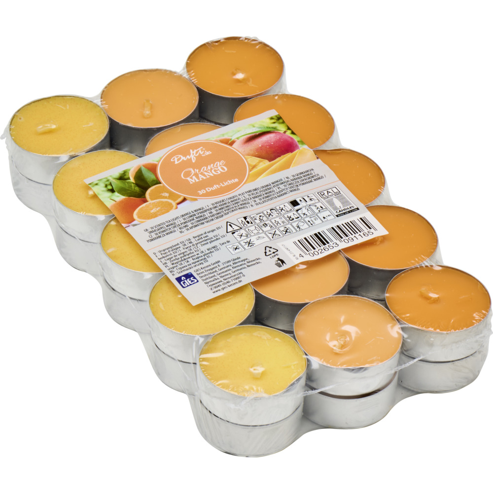 Wachs-Teelichter-Set 30 St&uuml;ck Orange-Mango