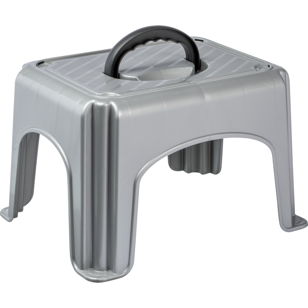 Tritthocker mit Griff in Silber