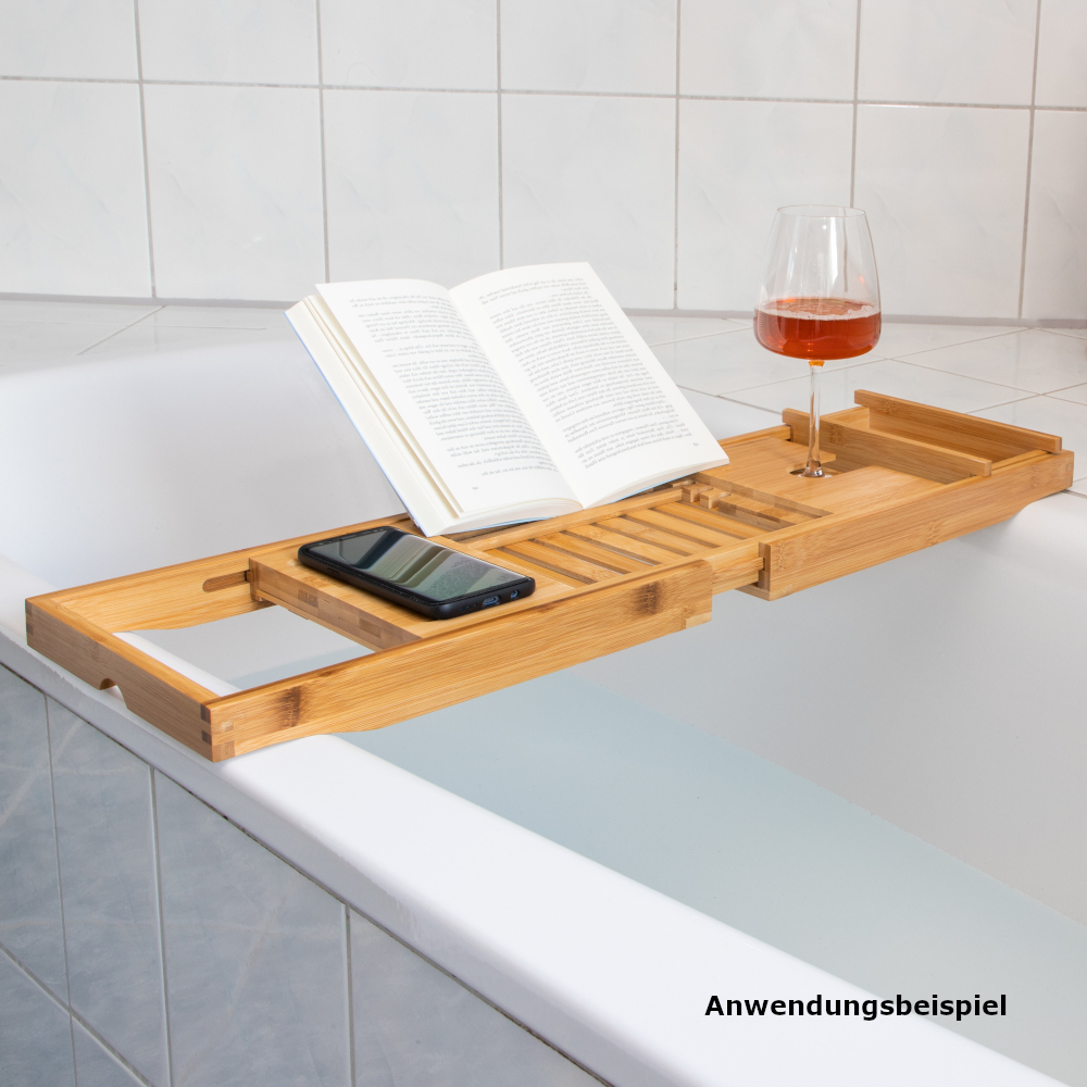 Badewannenablage von 70 bis 104 cm ausziehbar aus Bambus image number 2