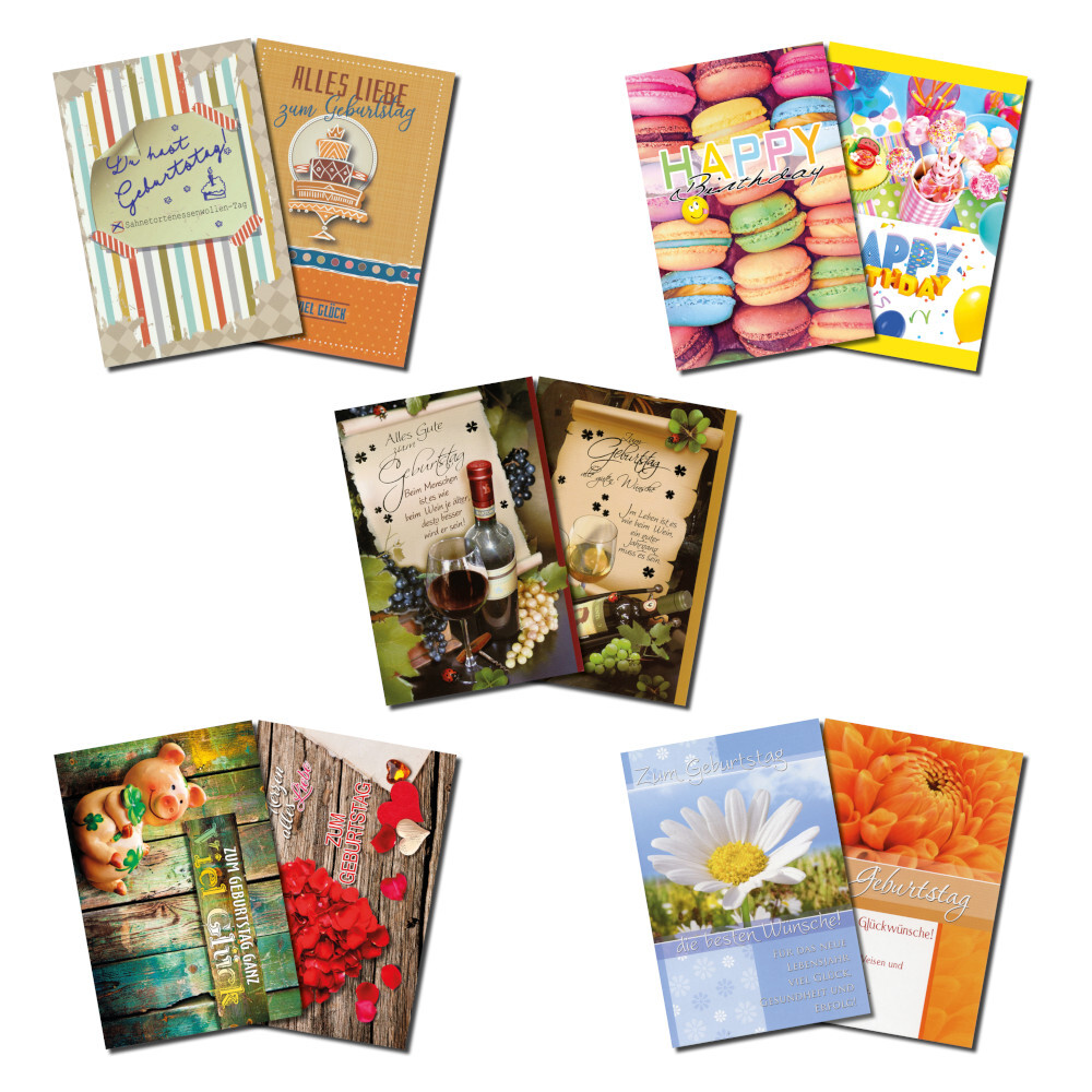 Gru&szlig;karte Geburtstag, verschiedene Ausf&uuml;hrungen