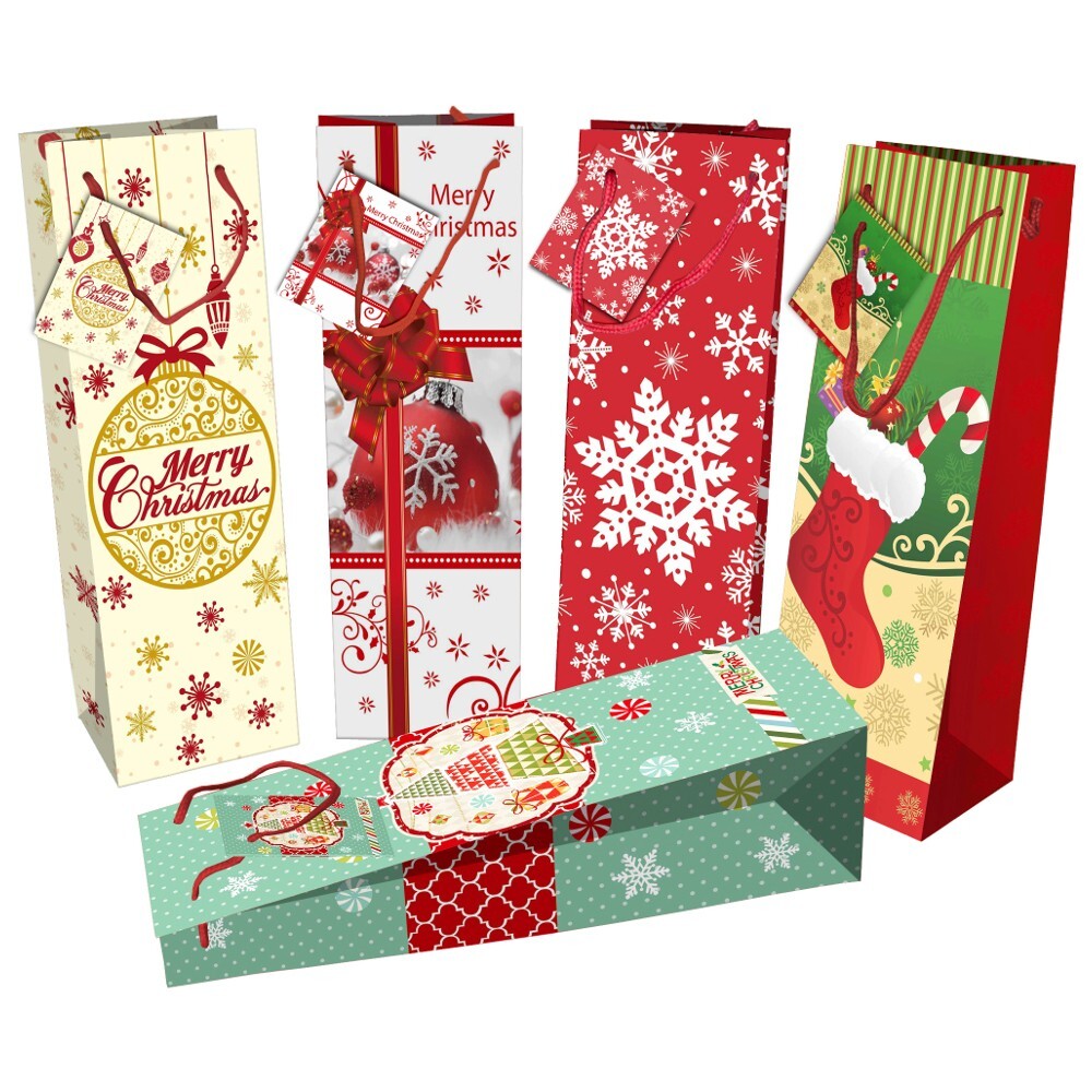 Flaschentasche Jumbo mit Kordel, Weihnachtsmotive