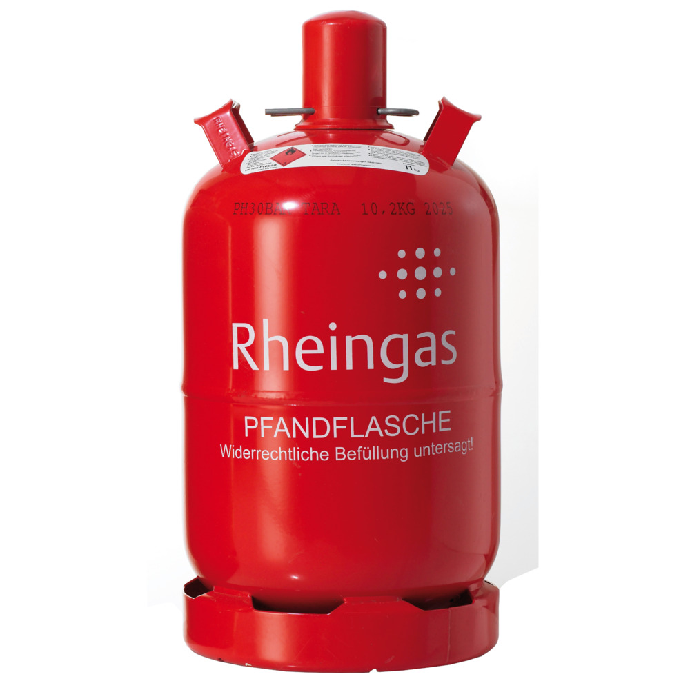 Rheingas Propan Gasf&uuml;llung 11 Kg Pfandflasche rot