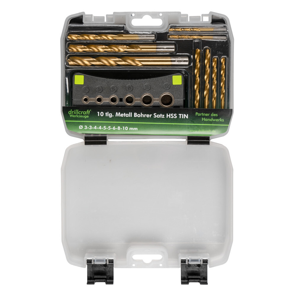 HSS TIN Bohrersatz 10-teilig, 2-10 mm, mit Bohrhilfe image number 3