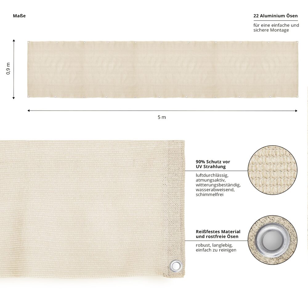 Balkonsichtschutz 90 x 500 cm creme image number 3