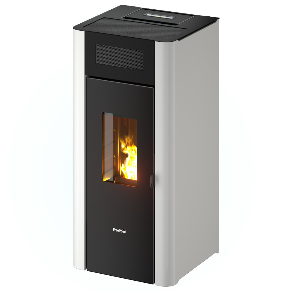 Pelletofen "AMARANTO 9", wei&szlig;er Stahl