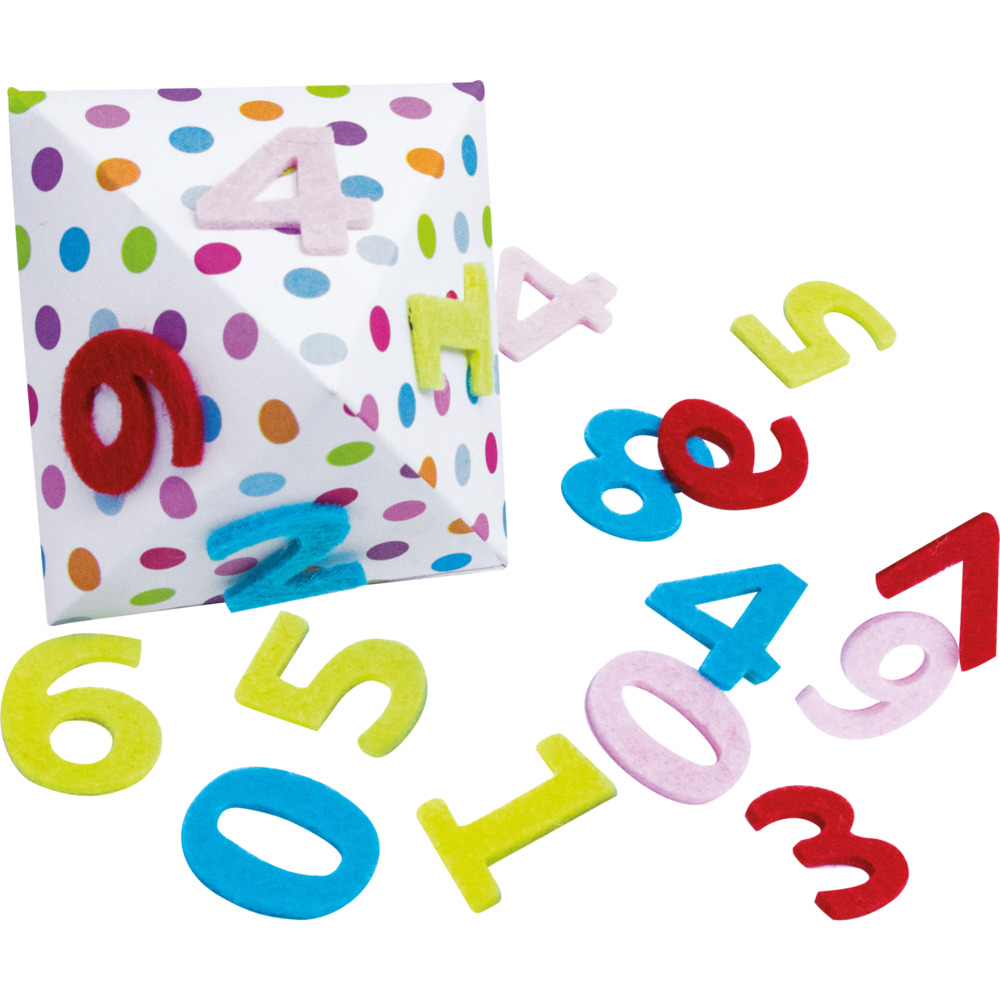 Filzzahlen, 0 - 9, 48 St&uuml;ck, farblich sortiert
