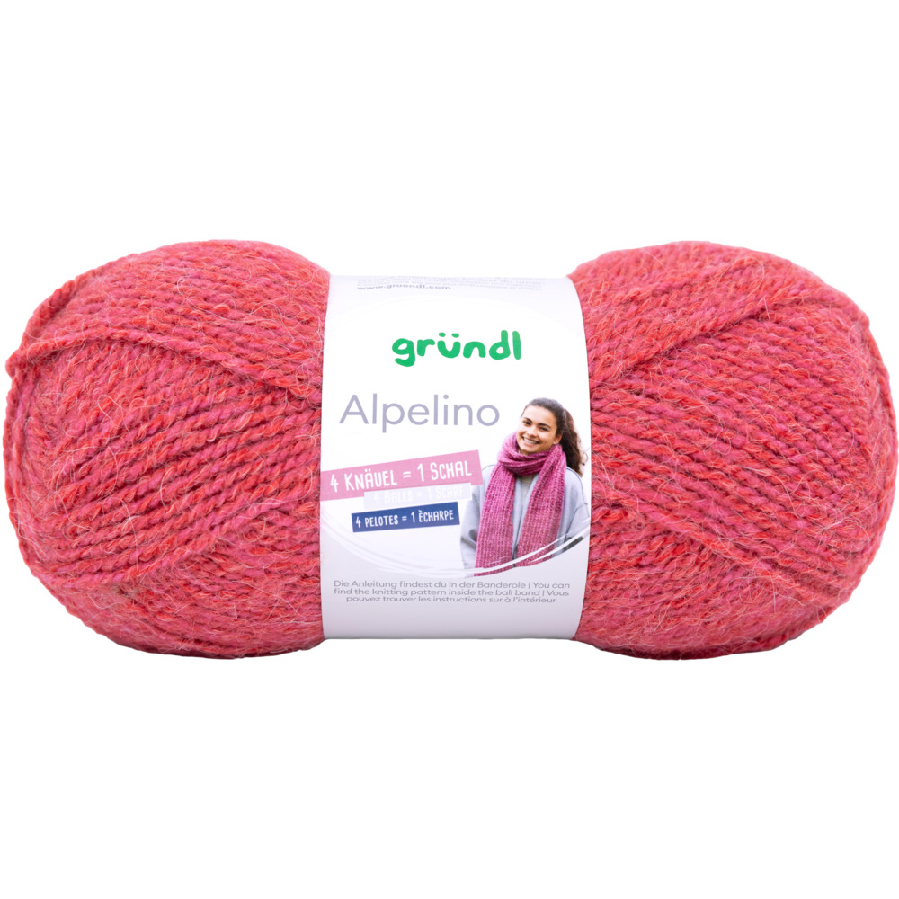 Garn Alpelino 100g rosarot-meliert