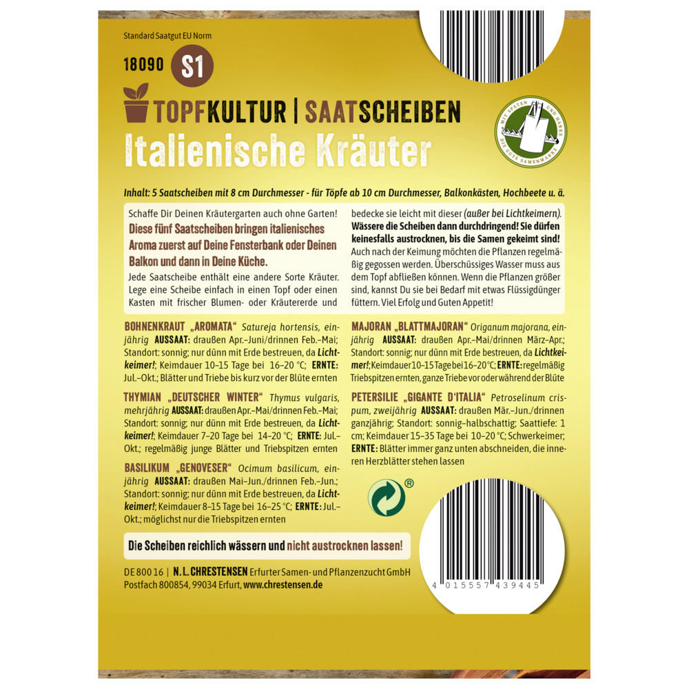 Saatscheiben Italienische-Kr&auml;uter-Mix 5 Scheiben image number 1