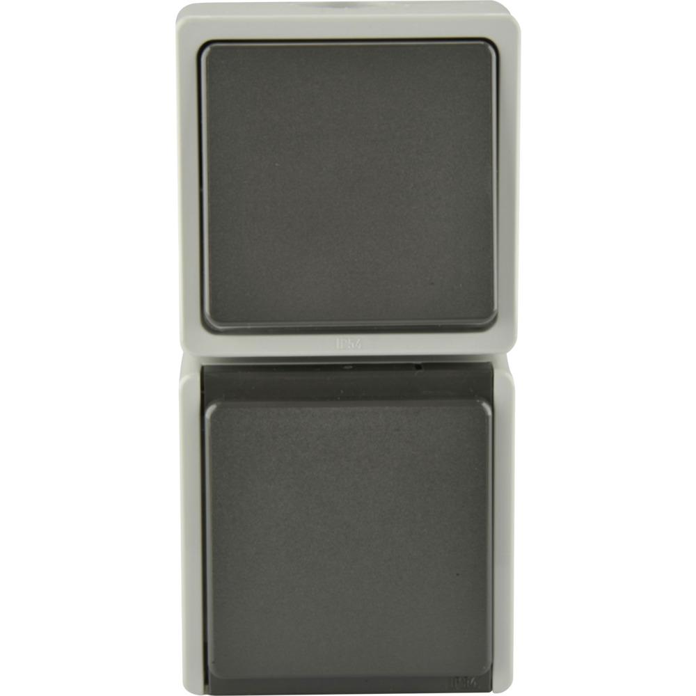 Kombi Aus-/Wechselschalter Steckdose senkrecht AP FR Dunkelgrau