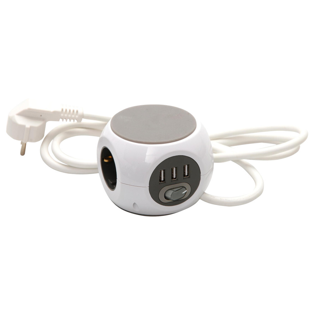 Steckdosenw&uuml;rfel wei&szlig; USB-Anschl&uuml;ssen