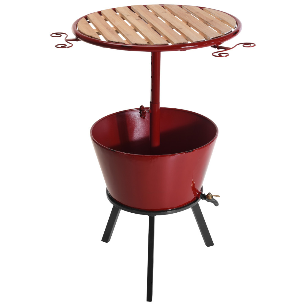 Bartisch aus Metall mit K&uuml;hleimer und Glashalterungen