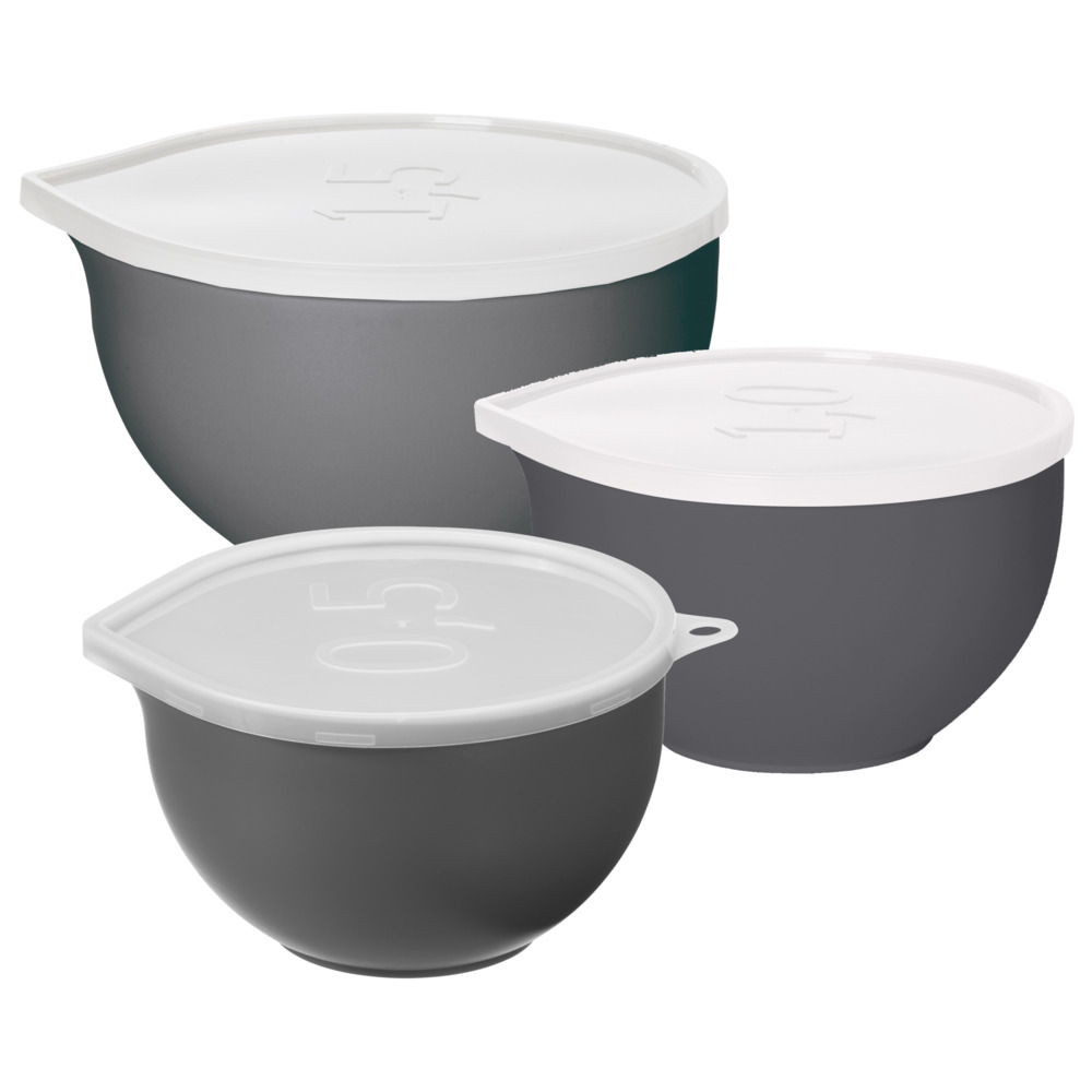 R&uuml;hrsch&uuml;ssel-Set 3-teilig aus Kunststoff mit Deckel