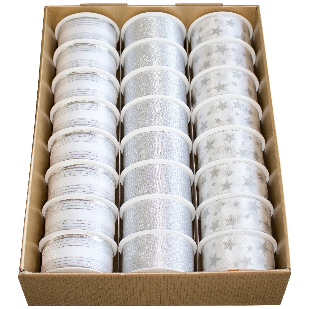 Geschenkband Premium Silber, 2 m x 40 mm