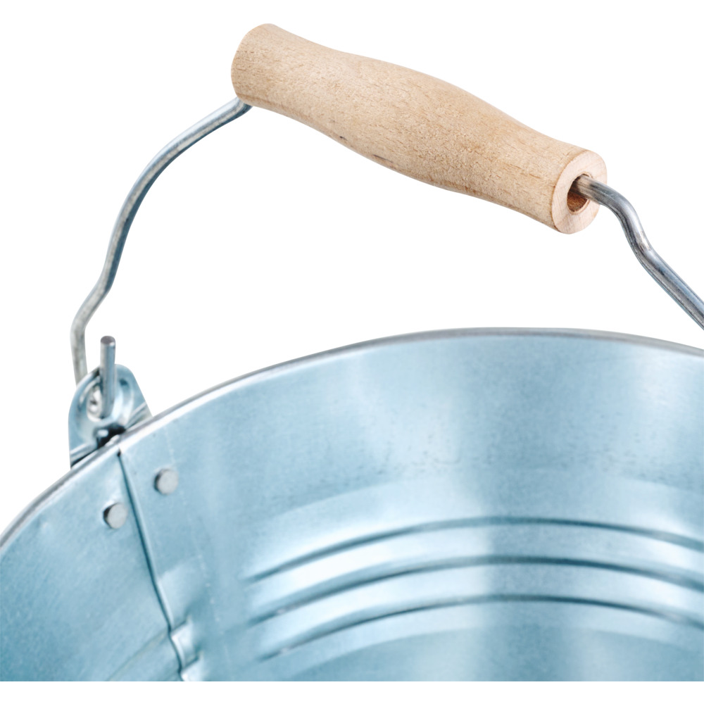 Zinkeimer 10 Liter aus Stahl mit Holzgriff image number 2