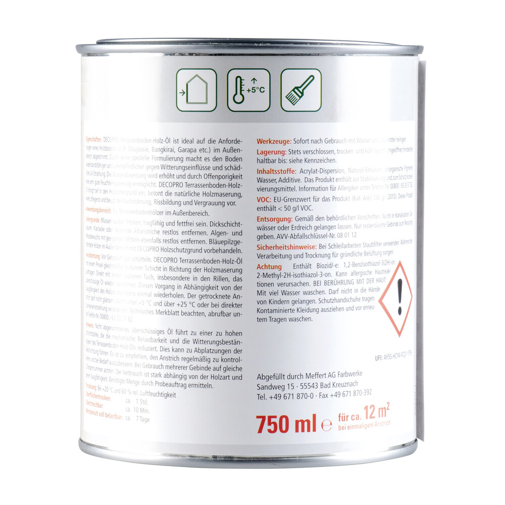 DECOPRO Terrassenboden-Holz-&Ouml;l 750 ml, douglasie image number 1