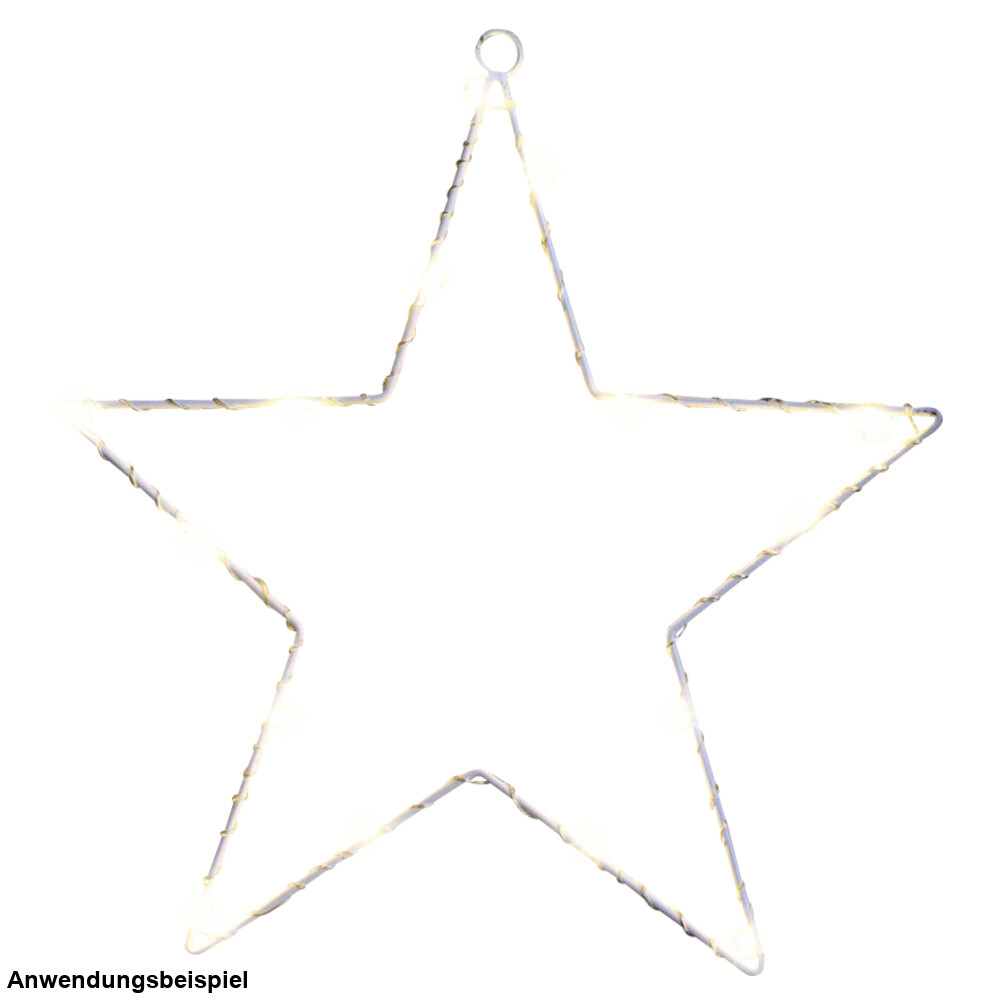 LED-Fensterfigur Stern &Oslash; 30 cm aus Metall mit 20 LED und Saugnapf