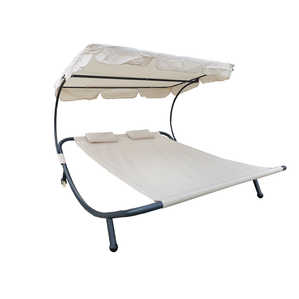 Doppel-Sonnenliege mit Dach beige image number 1