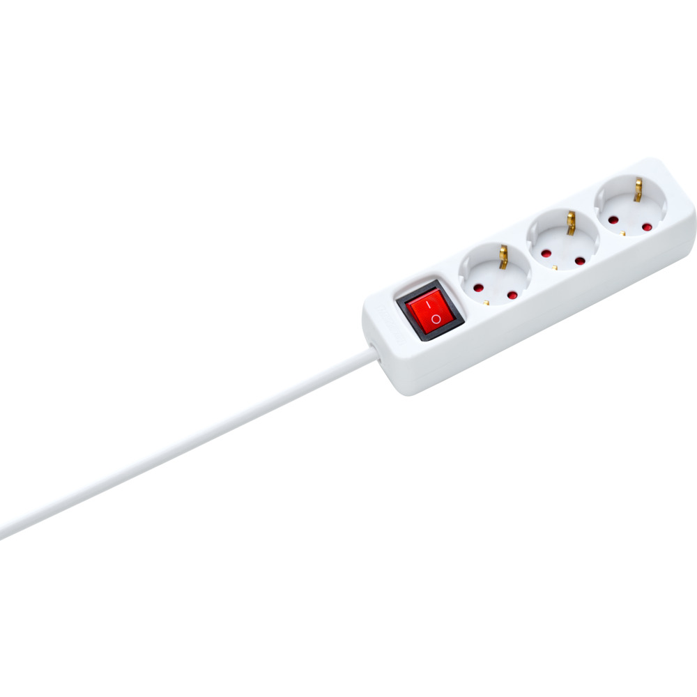 Steckdosenleiste 3-fach wei&szlig;, mit Schalter und Kindersicherung