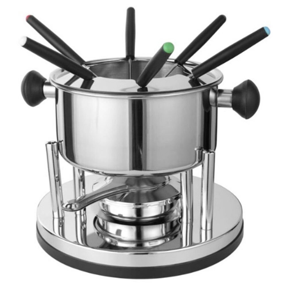 Fondue-Set 10-teilig aus Edelstahl f&uuml;r 6 Personen