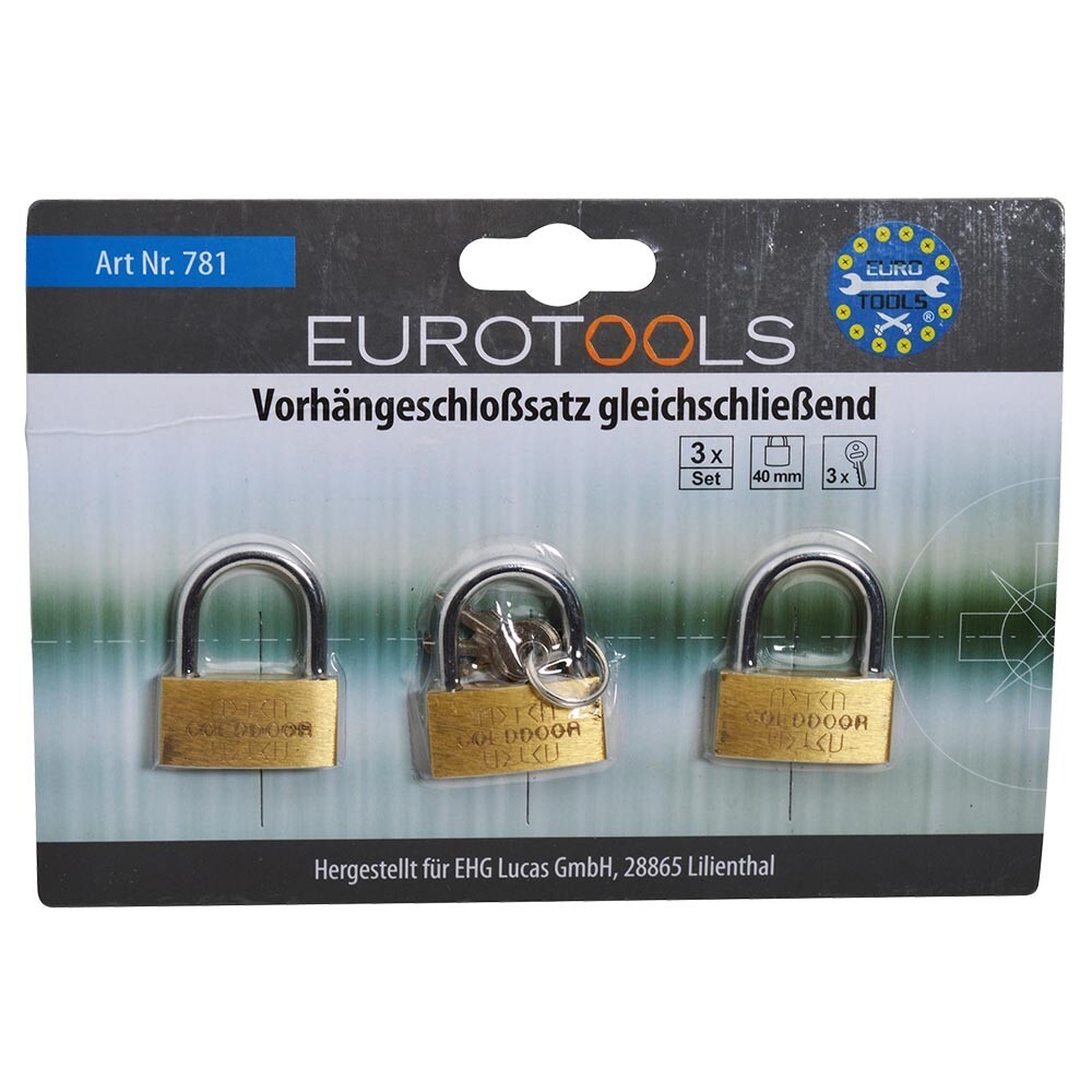 Vorh&auml;ngeschloss 40 mm Satz 3 St&uuml;ck gleichschlie&szlig;end