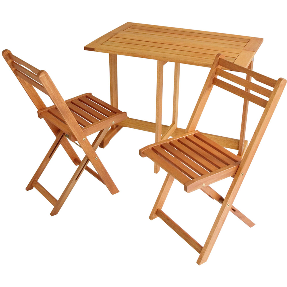 Balkonset 3-teilig aus Eukalyptus ge&ouml;lt