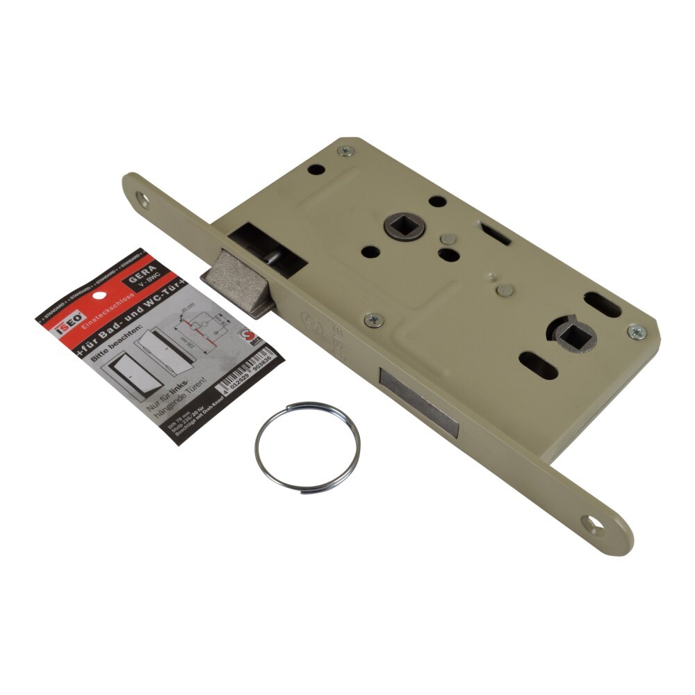 ISEO Einsteckschloss f&uuml;r Bad/WC-T&uuml;r Vierkant links 78 mm