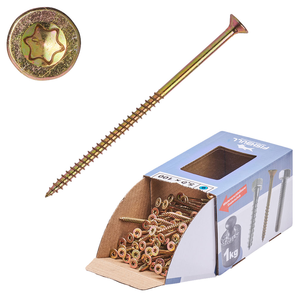 Spanplattenschraube 5,0x100 mm IVZ 1kg FISHBULL-Pack Senkkopf Teilgewinde