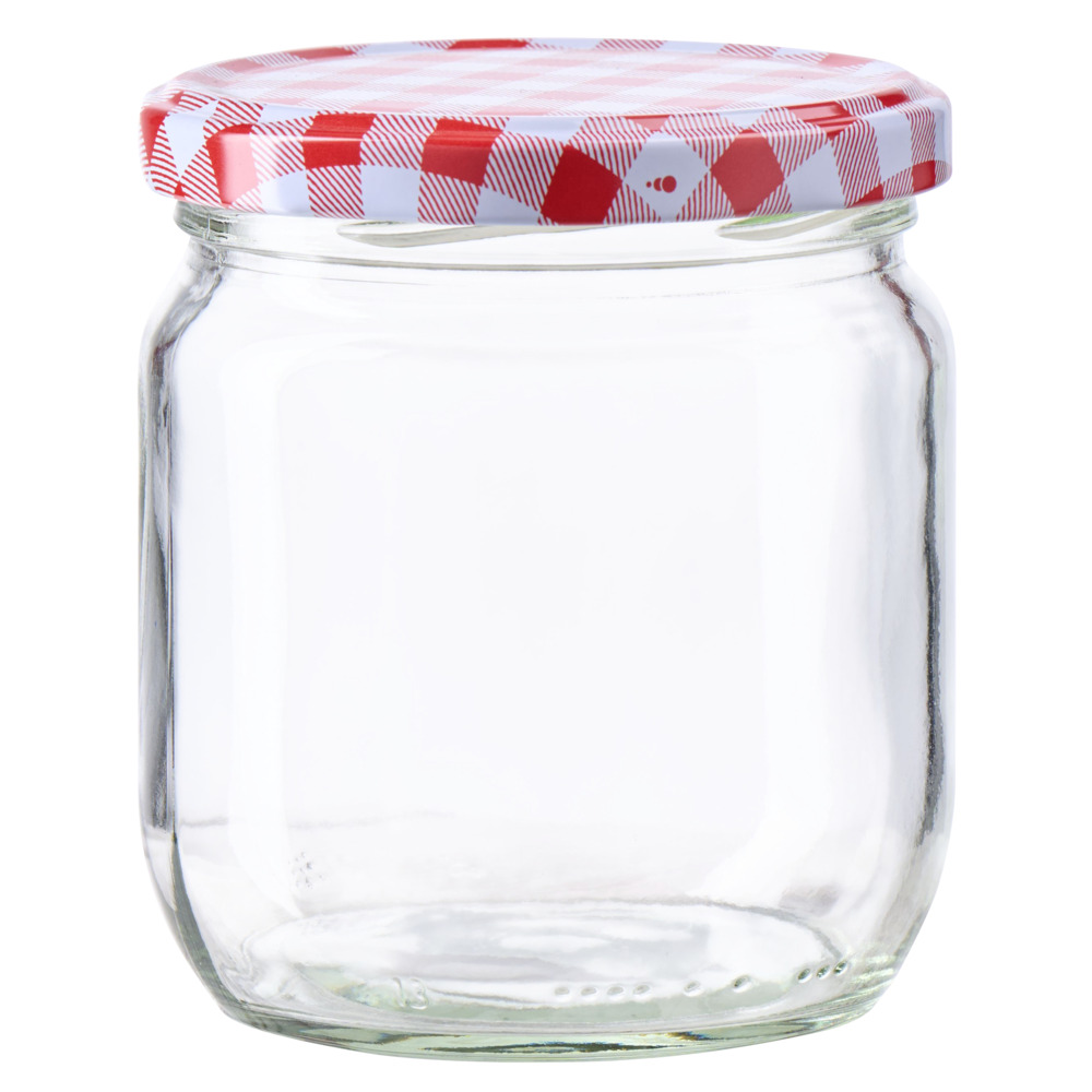 Einmachglas 435 ml mit kariertem Deckel