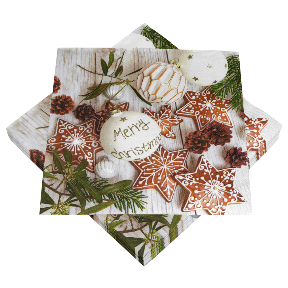 Servietten mit Motiv X-mas Zweige, 20 St&uuml;ck