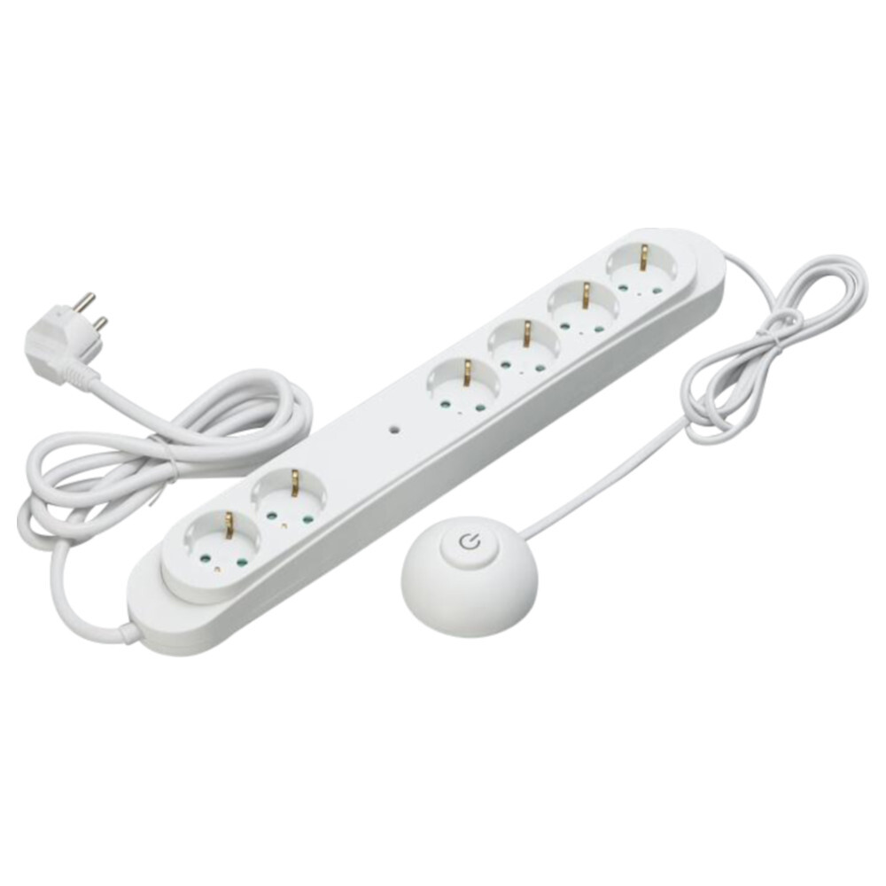 Steckdosenleiste 6-fach mit Fu&szlig;schalter und Dauer-Steckdose