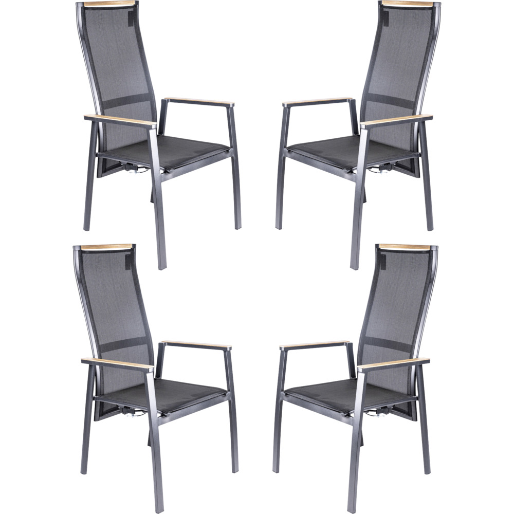 Gartenstuhl 4er Set verstellbare Lehne Holzoptik