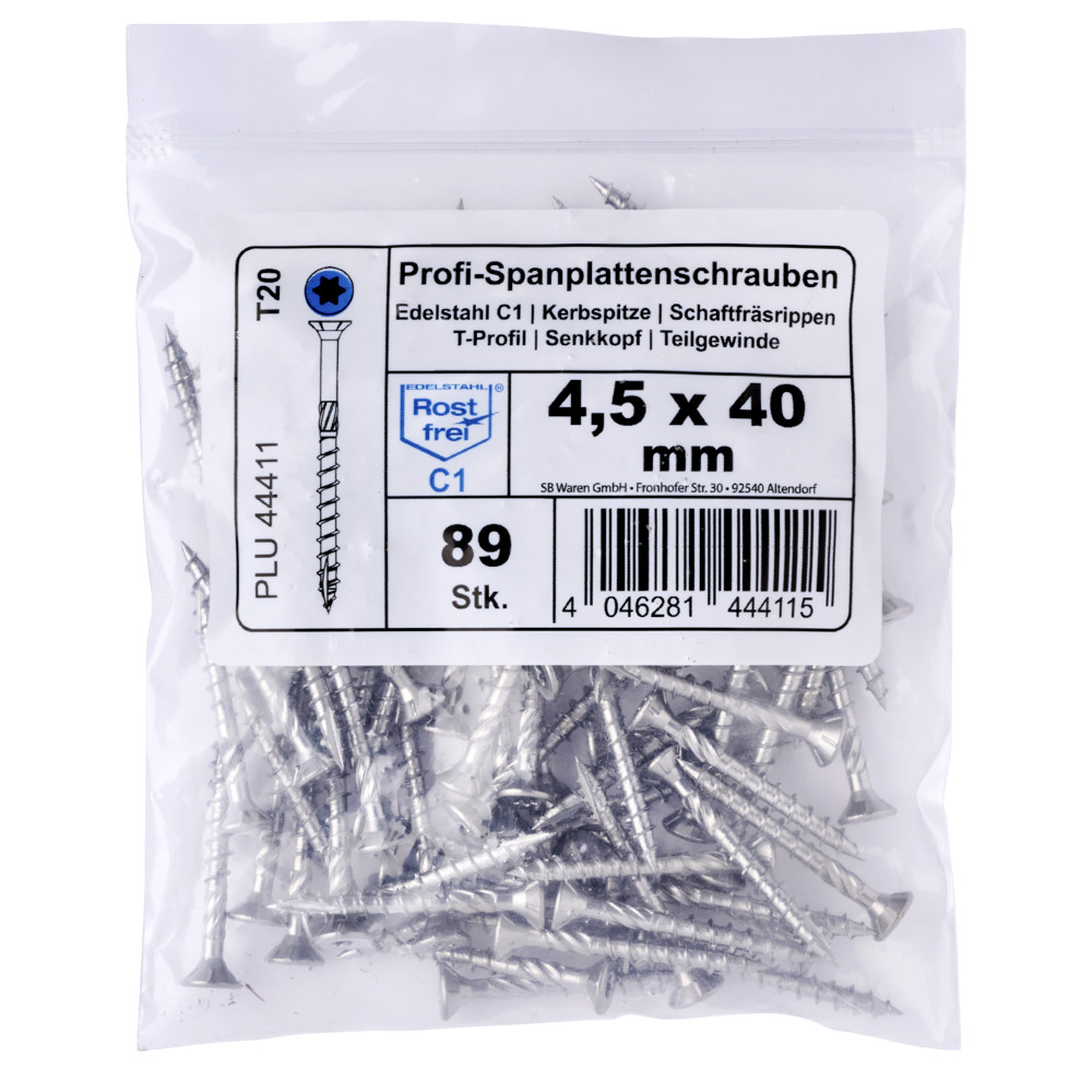 Profi-Spanplattenschrauben 4,5x40 mm TG IVZ C1 Senkkopf Vorteilspack image number 1