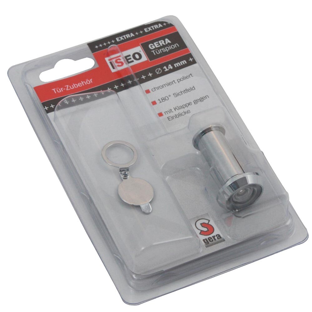 ISEO T&uuml;r-Spion mit Klappe &Oslash;14 mm 180&deg; verchromt image number 1