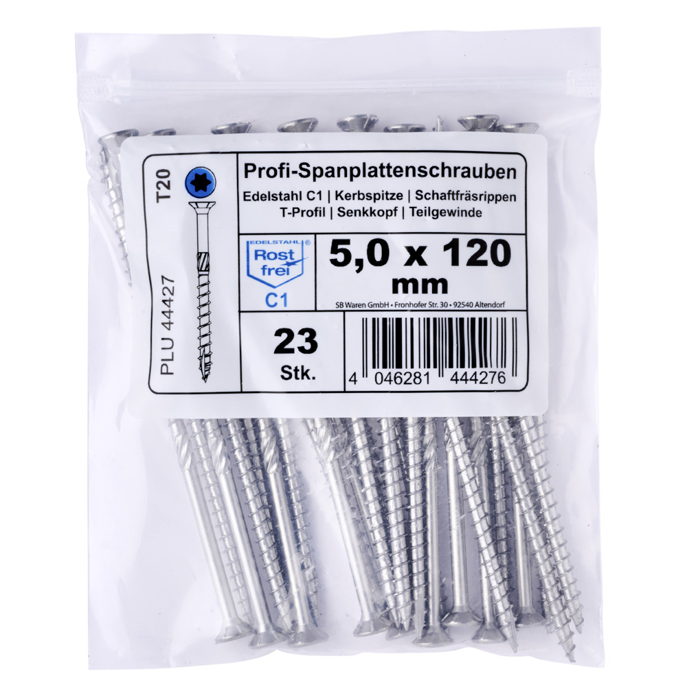 Profi-Spanplattenschrauben 5,0x120 mm TG IVZ C1 Senkkopf Vorteilspack image number 1