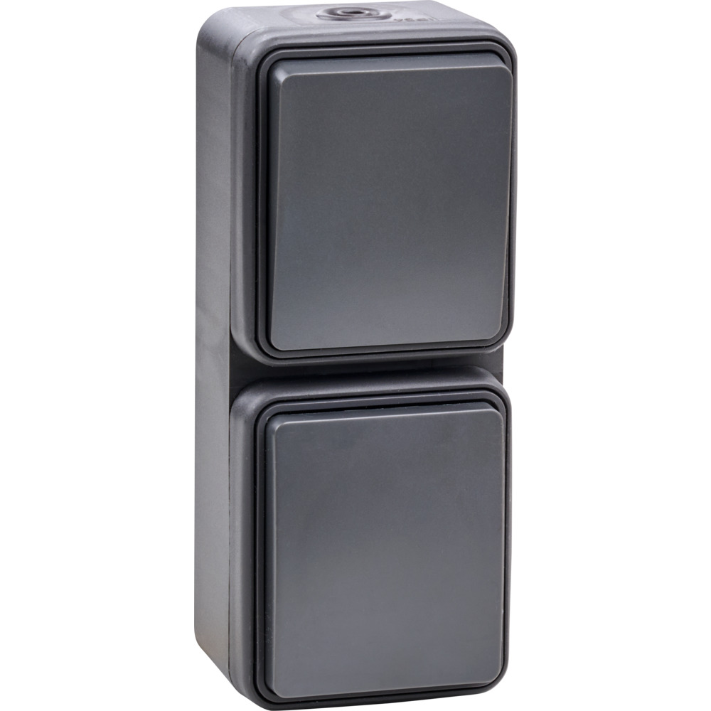 Kombi Aus-/Wechselschalter Steckdose senkrecht AP/FR anthrazit