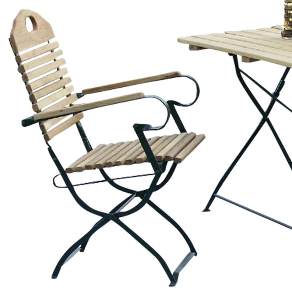 Gartensitzgruppe BAD T&Ouml;LZ 5-teilig Armlehnen Robinie Stahl moosgr&uuml;n klappbar image number 1