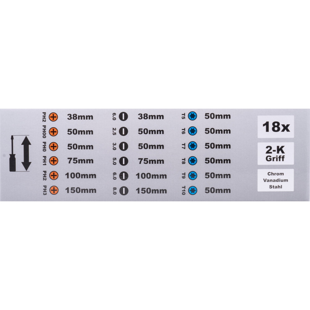 Schraubendreher Set 18-teilig aus CRV-Stahl in Grau-Schwarz image number 2