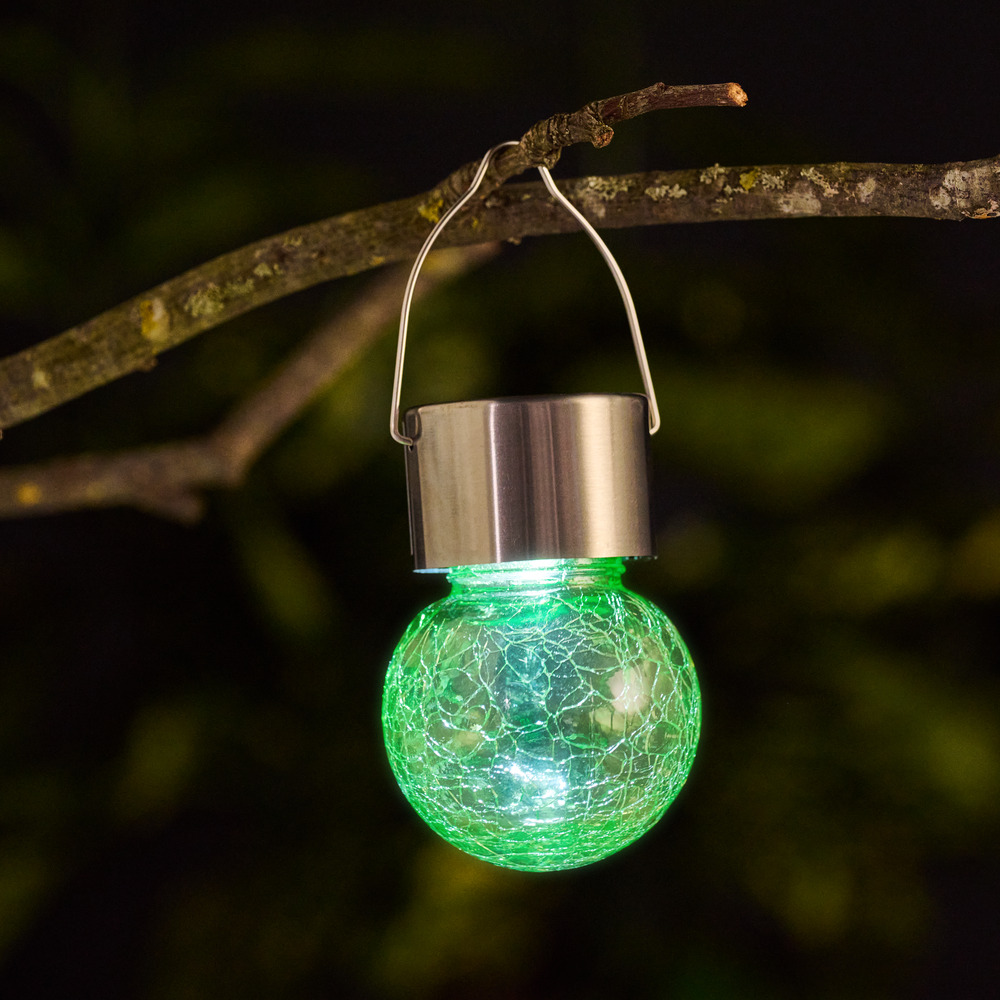 Solar LED-Kugelleuchte aufh&auml;ngbar aus Crushglas image number 8