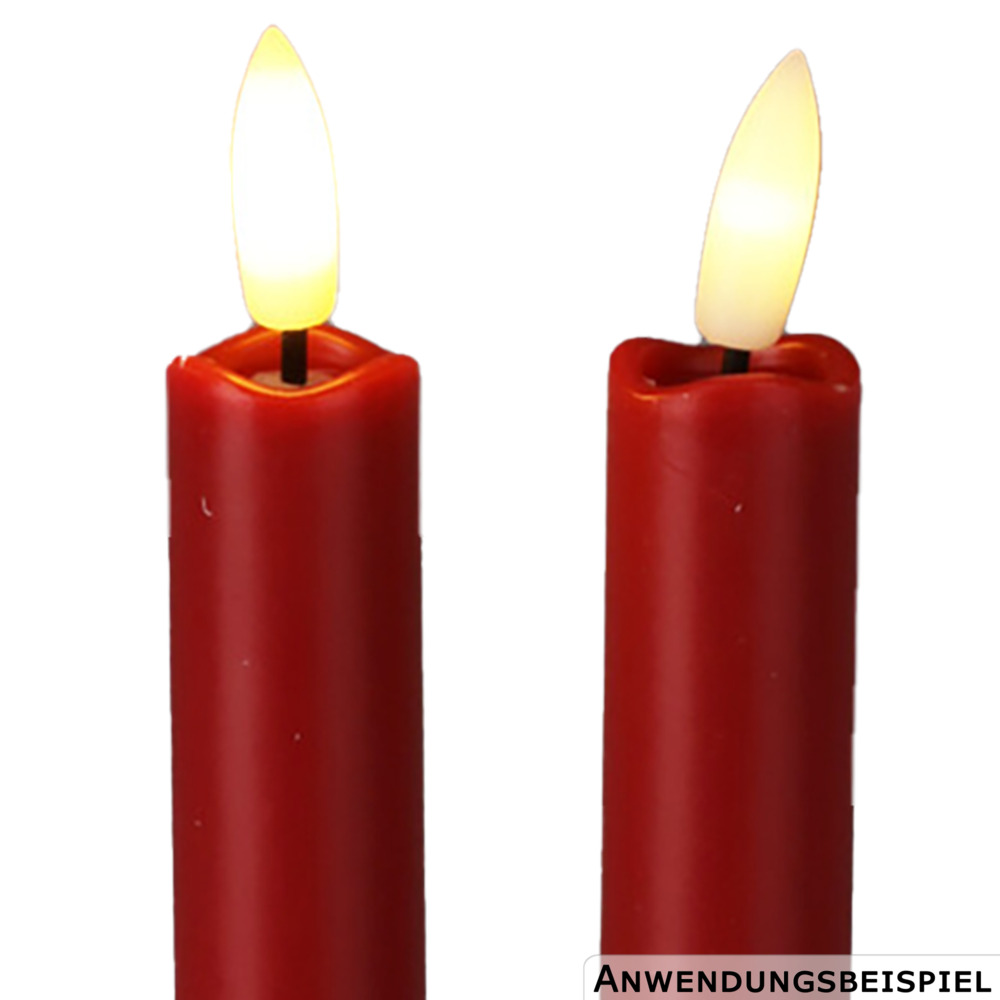 LED-Dinnerkerzen Echtwachs flackernd 2er-Set weinrot image number 4