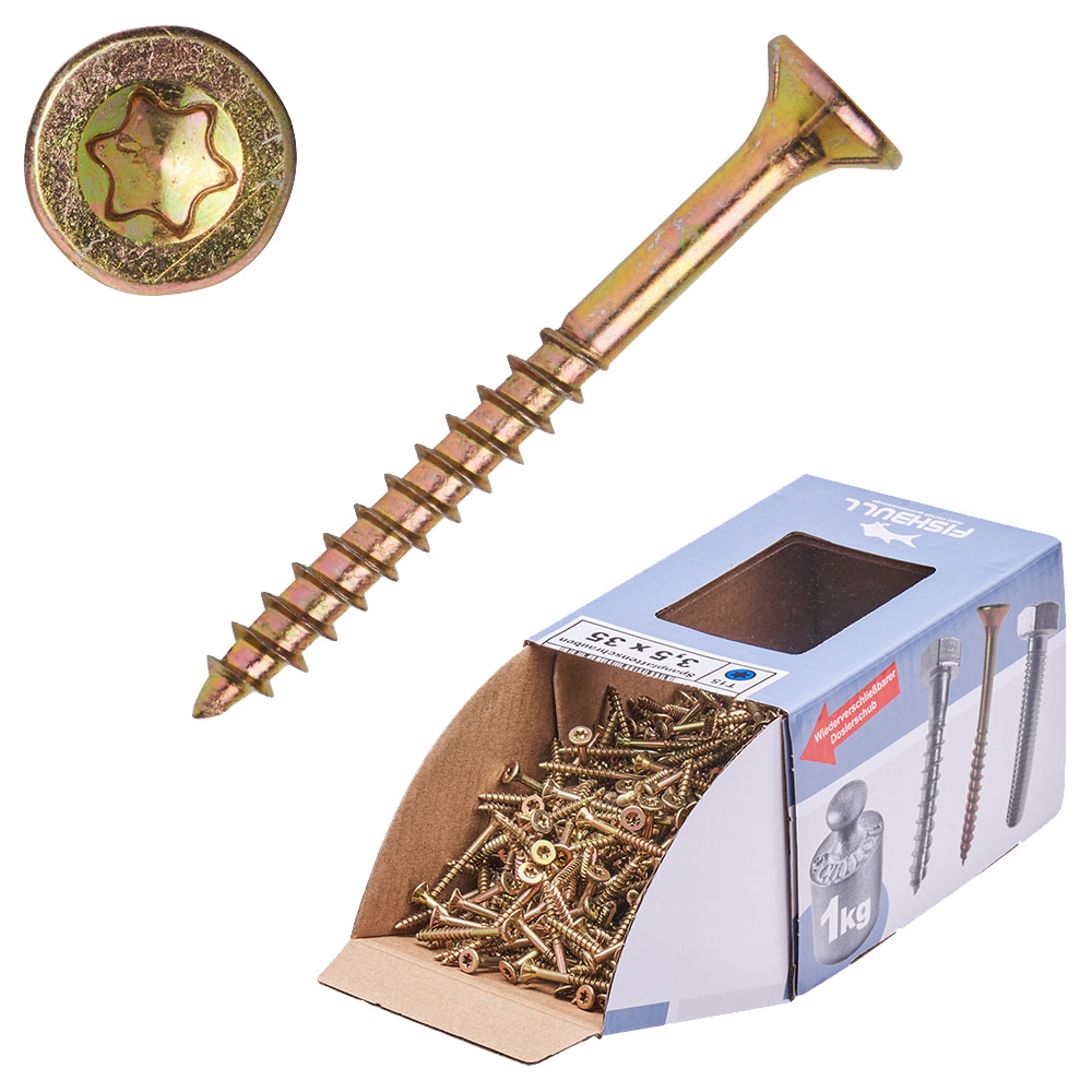 Spanplattenschraube 3,5x35 mm IVZ 1kg FISHBULL-Pack Senkkopf Teilgewinde